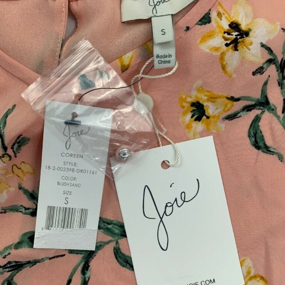 Joie Pink Floral Coreen Short Sleeve Silk Dress - Picture 2 of 4